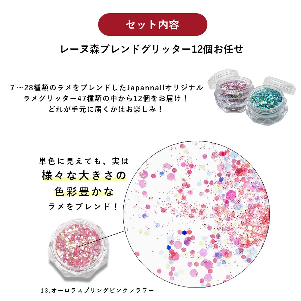 数量限定 2026福袋】ジェルネイル ブレンドグリッター12色セット 日本