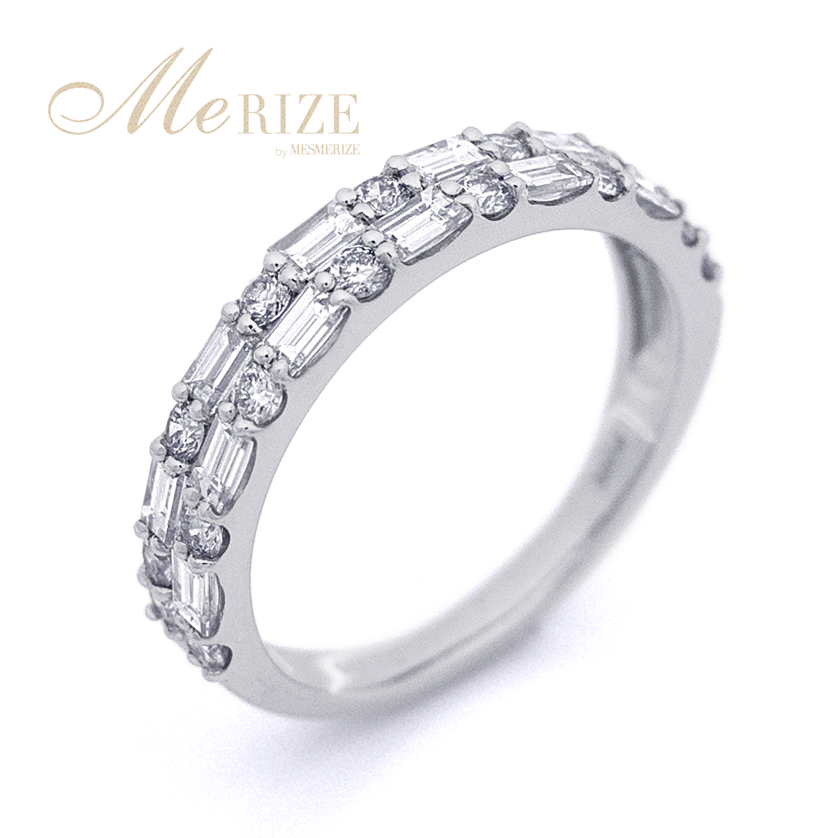 1.0カラット 天然ダイヤモンド エタニティリング バゲット＆ラウンド