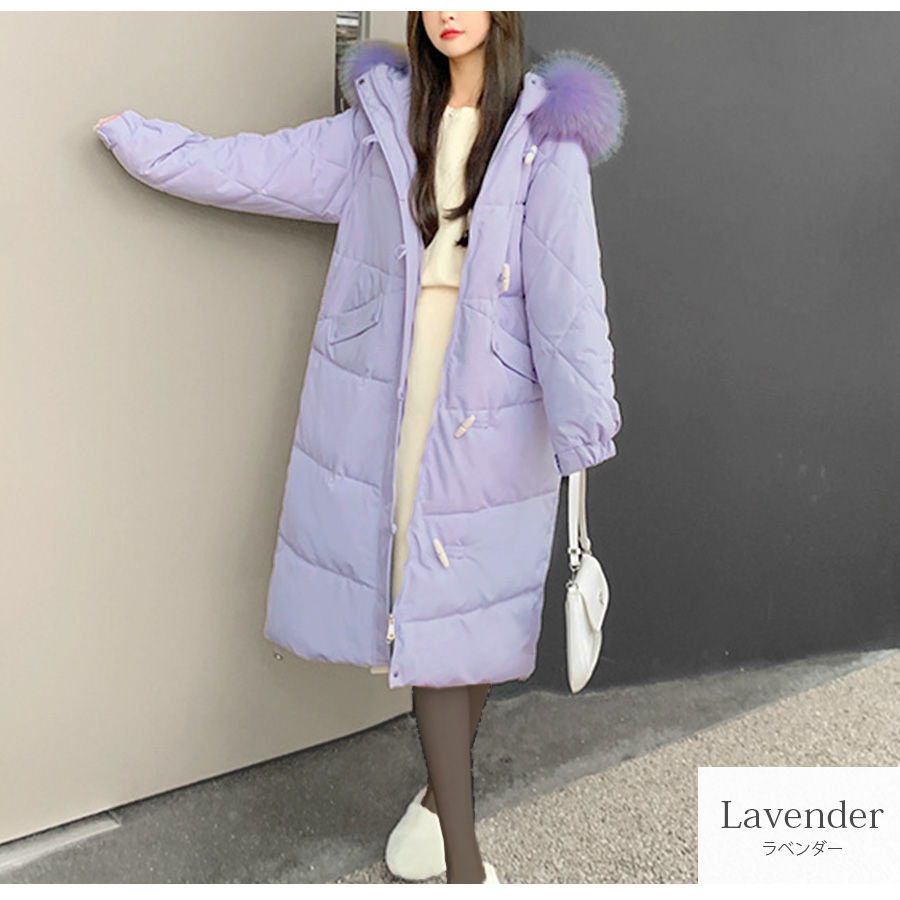 ダウン アウター フード付き ファー コート ダウンコート ブラック