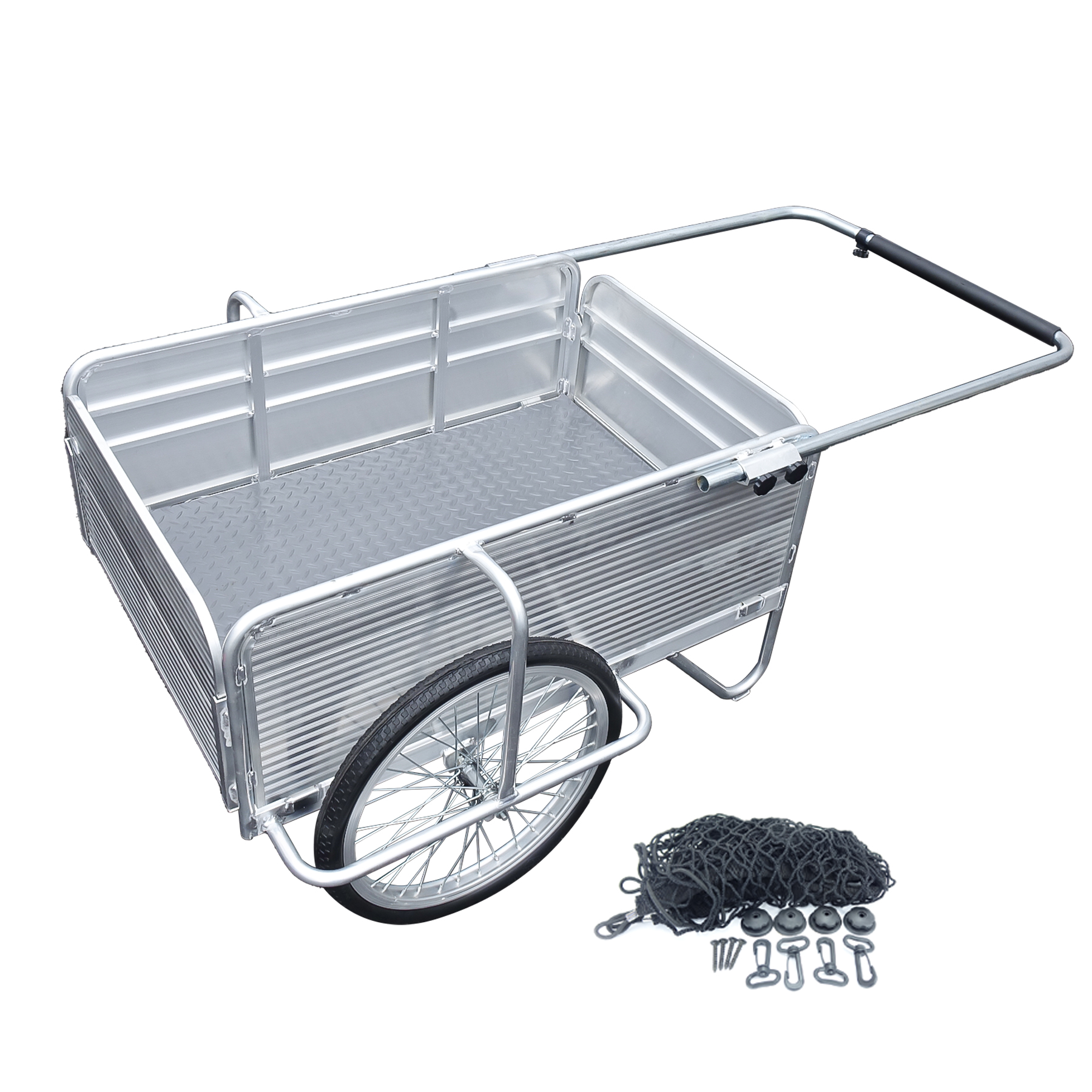 商品説明動画付 リヤカー リアカー 折りたたみ式 アルミ製 ゴムマット