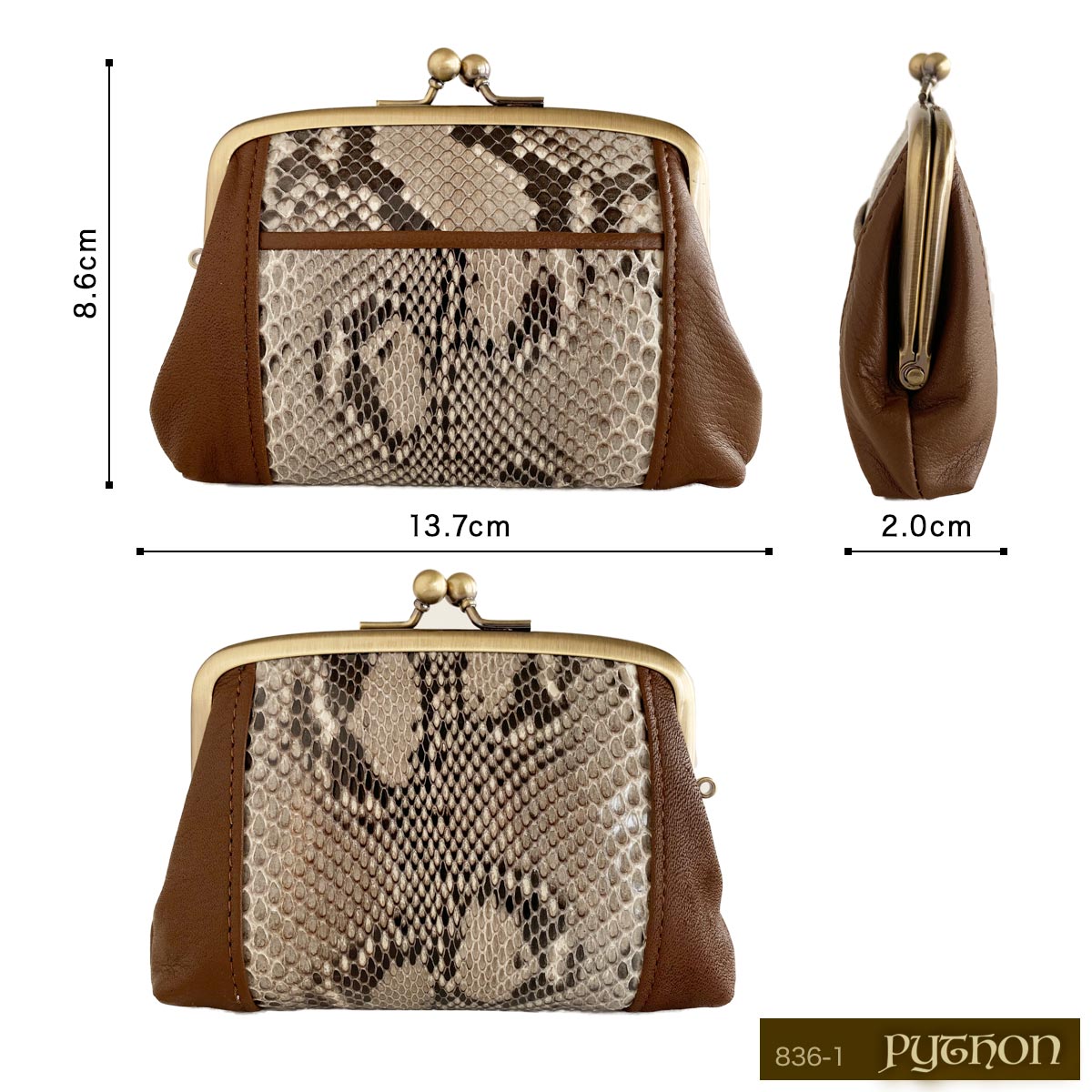 本革 がま口 財布 ヘビ革 パイソン レディース 日本製 金運アップ 親子