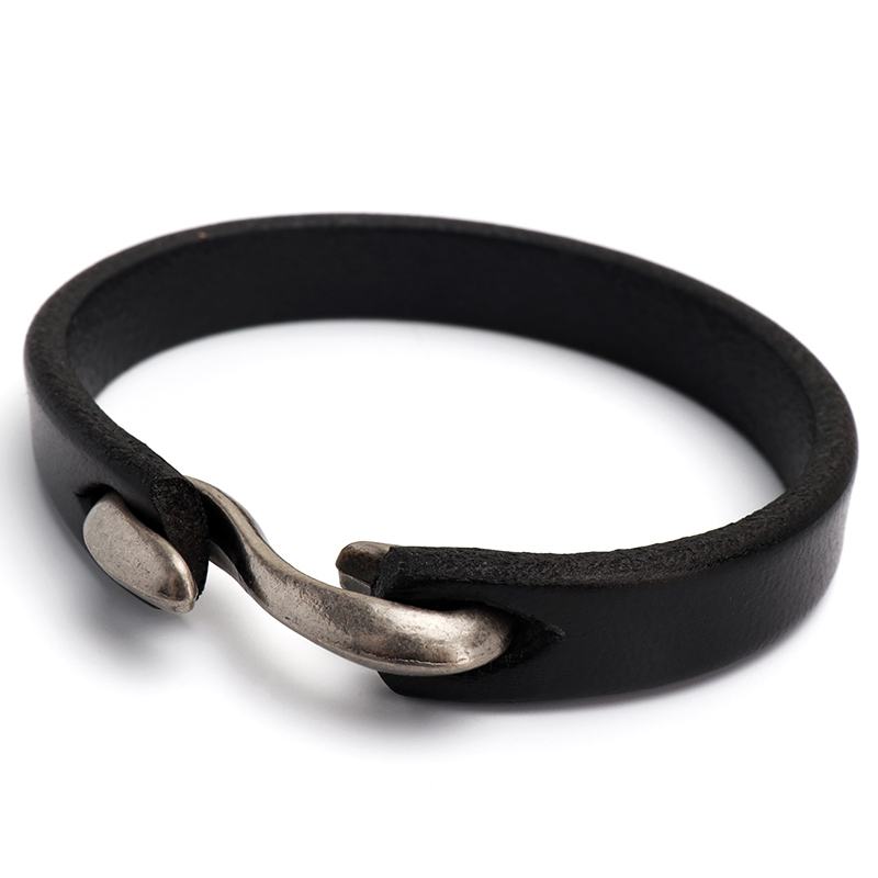 シンプルな本革ブレスレット 3色 2サイズ レザーブレスレット ブラック