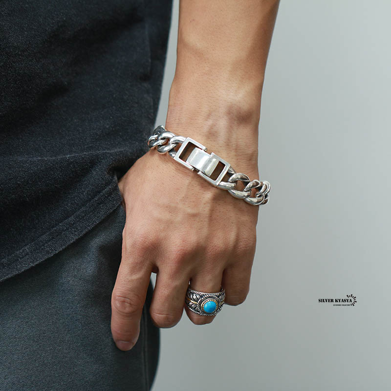 シルバー925 喜平ブレスレット 喜平チェーン 極太 幅16mm 中折式925