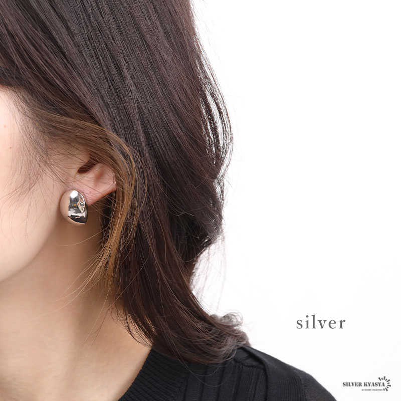 シルバー925 レディースピアス 楕円 シンプル 18K GP ゴールド 金属