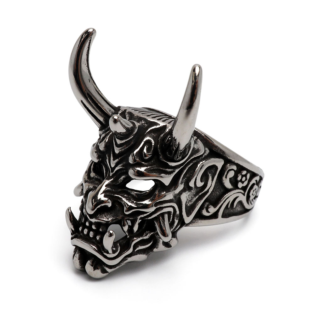 ステンレス 鬼面リング ごつめリング ゴールド シルバー バイカラー 鬼