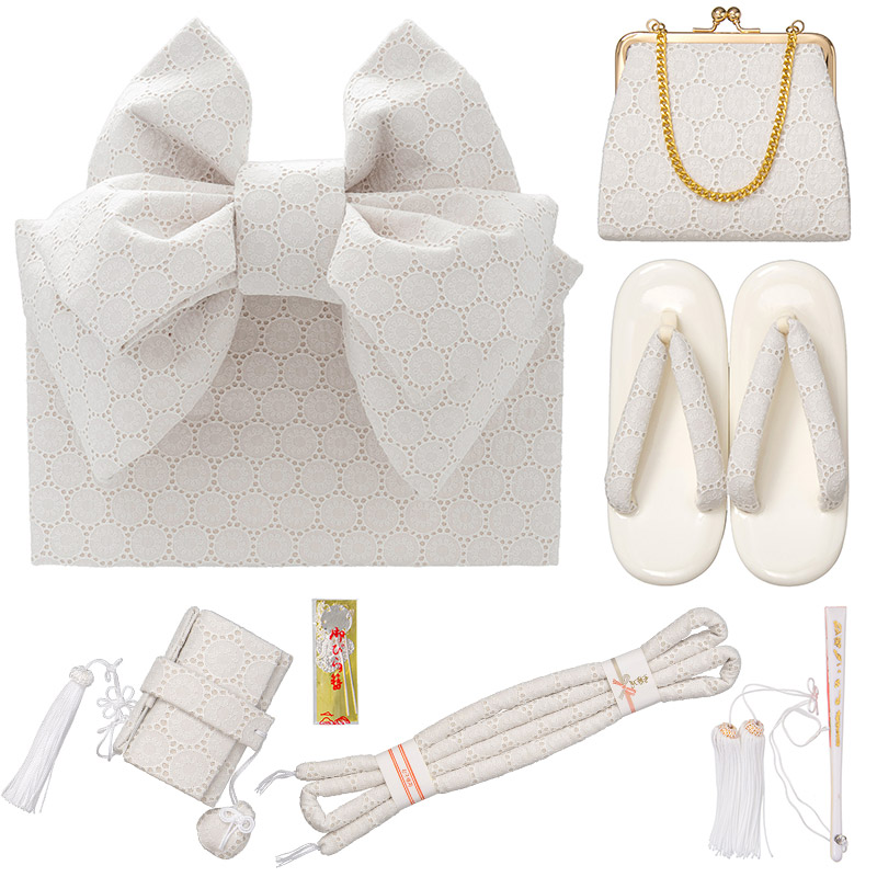 七五三女の子小物 結び帯はこせこ 7点セット 7才 レース ホワイト