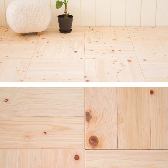 フローリング材 ユカハリ・タイル ひのき 無塗装 （8枚入・2.0平米