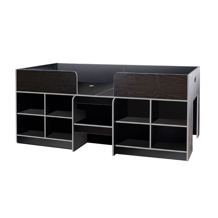 ロフトベッド ロータイプ コンパクト 収納付き オープンシェルフ 可動