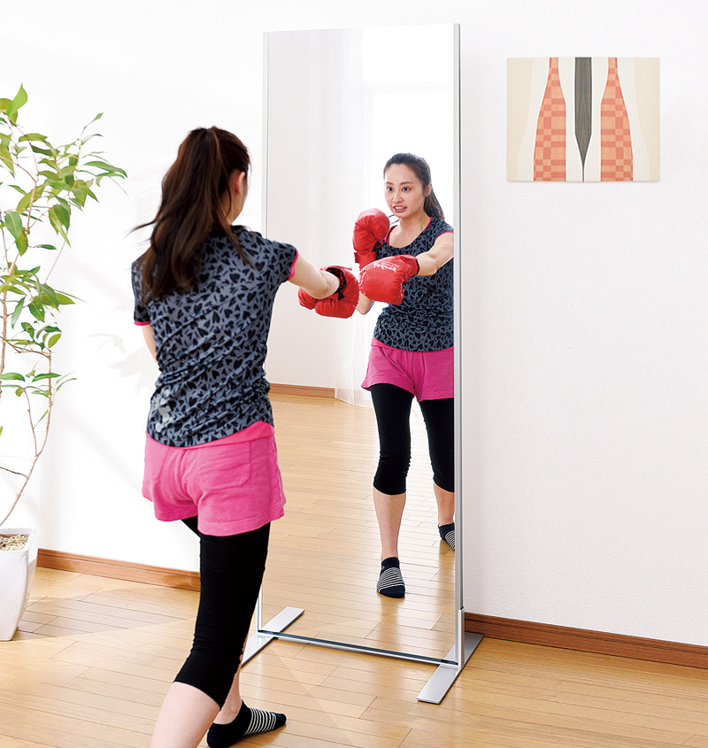 スタンドミラー 割れない鏡 80×180 自立スタンド付 リフェクスミラー