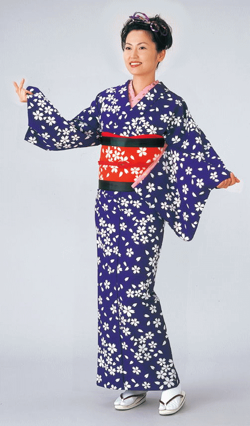 小紋 着物 反物 キング幅 踊り 舞台 モダン 洗える着物 桜 紫 : カメヤ