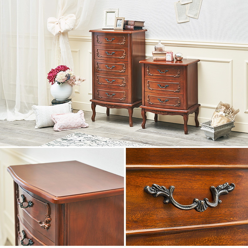 HAGiHARA（萩原） チェスト 3段 リビング収納棚 猫脚ラック おしゃれ