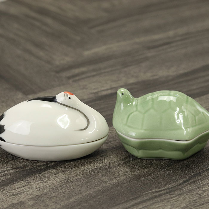 小鉢 ミニサイズ 蓋付き 鶴型 亀型 珍味入れ 全2種 一品料理 ハレの日