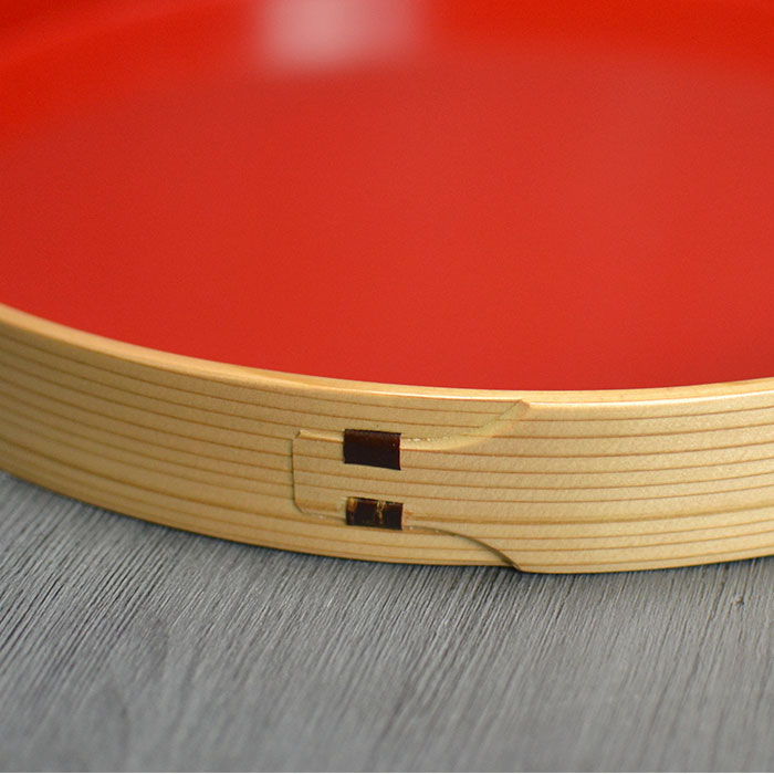 曲げわっぱ まげわっぱ お盆 トレー 丸盆 茶盆 内朱 秋田杉 大館工芸社