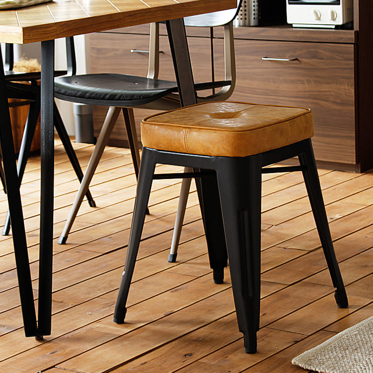 スタッキングスツール Cooly（クーリー） スツール アイアン レザー