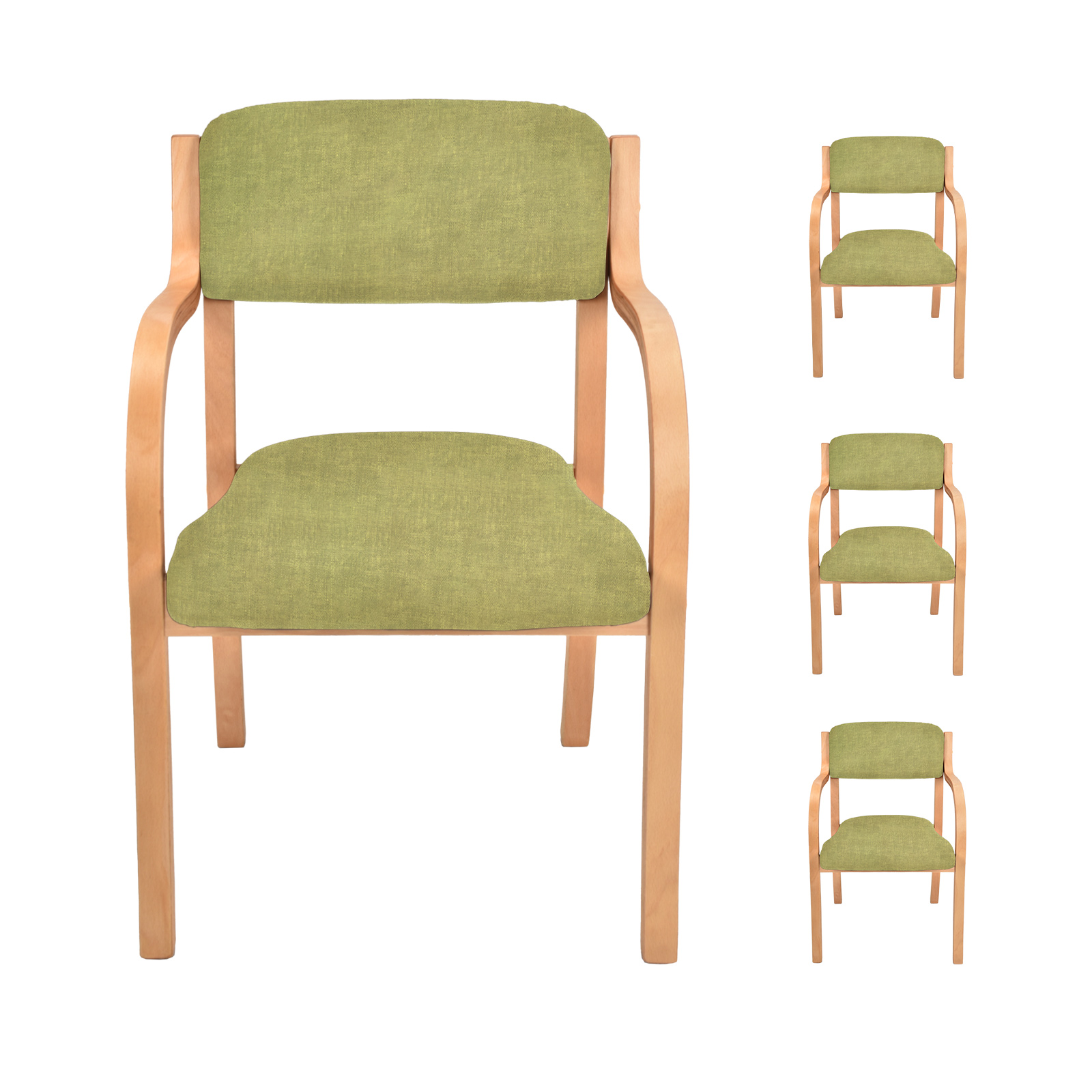 ダイニングチェア 4脚セット 介護椅子 肘付き 木製 レザー 肘掛け椅子