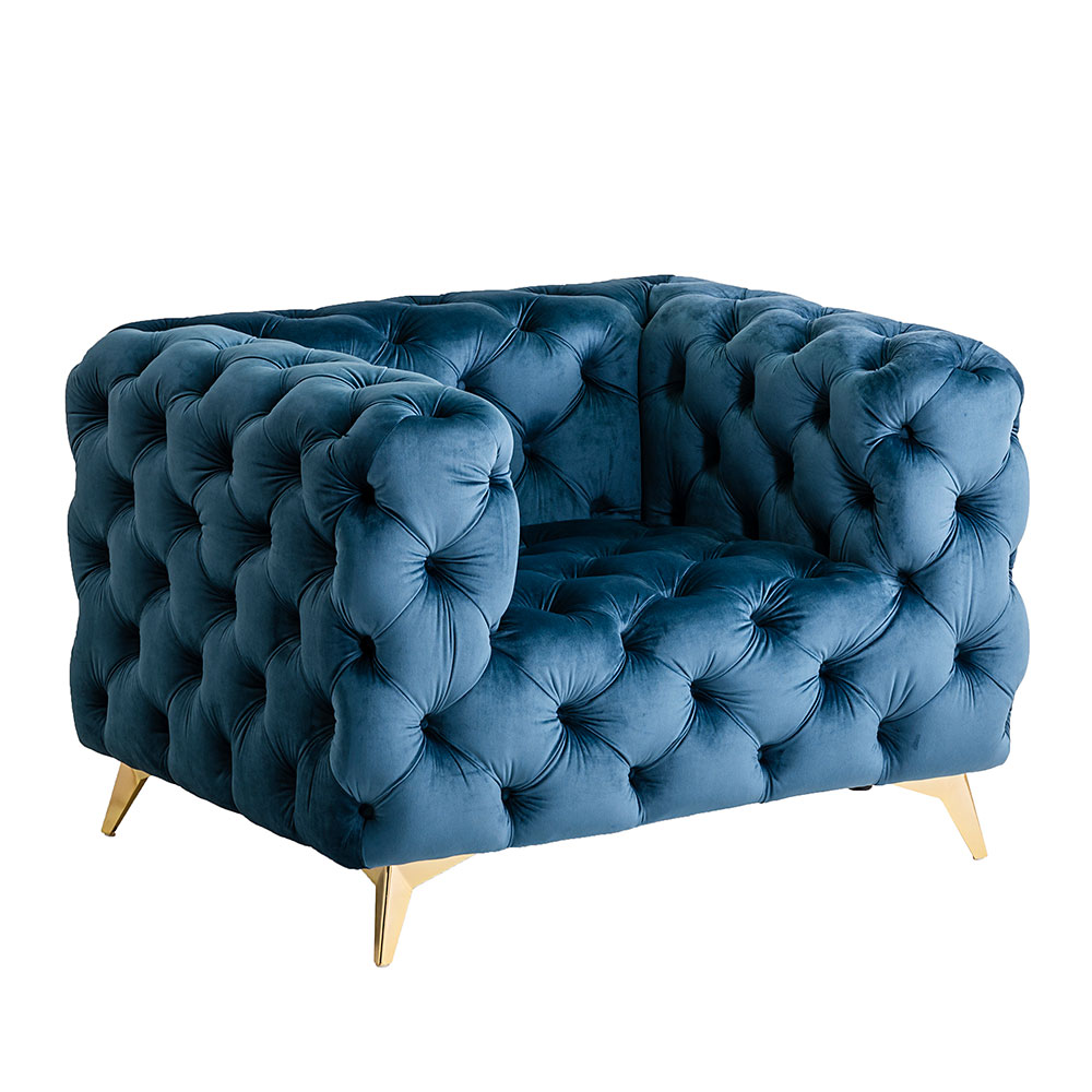 ソファ ソファー 1人掛け 英国調 ベロア生地 ボタンダウン チェスター