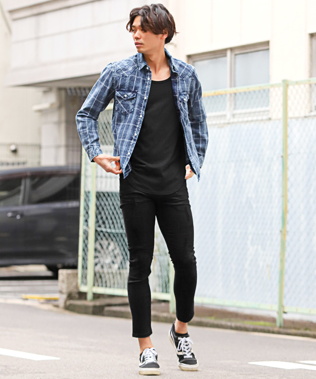 スキニーパンツ メンズ デニム クラッシュ加工 リペア ダメージパンツ