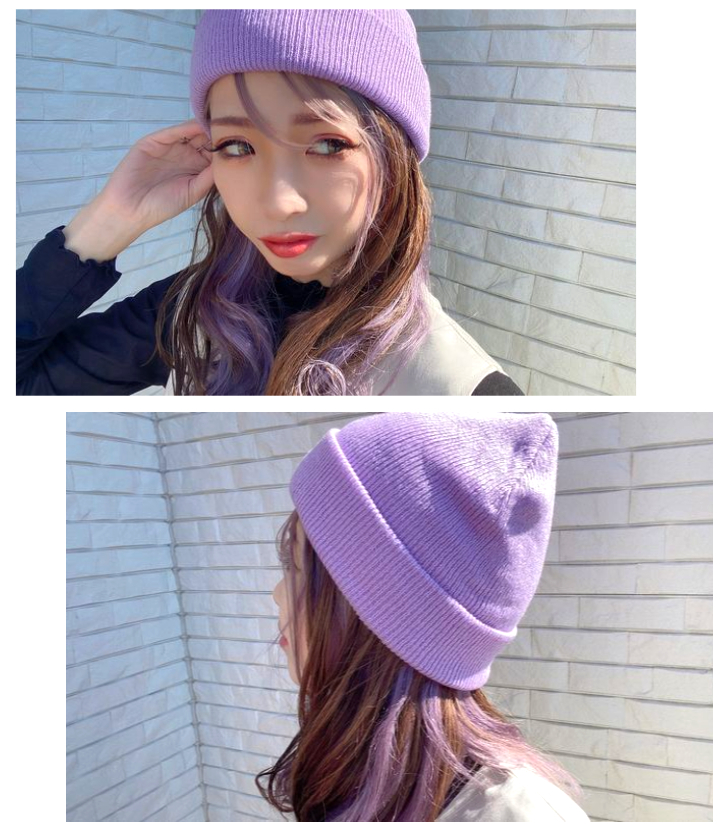 カラフルニット帽 青/オレンジ/ピンク/パープル/マスタード/赤/黒