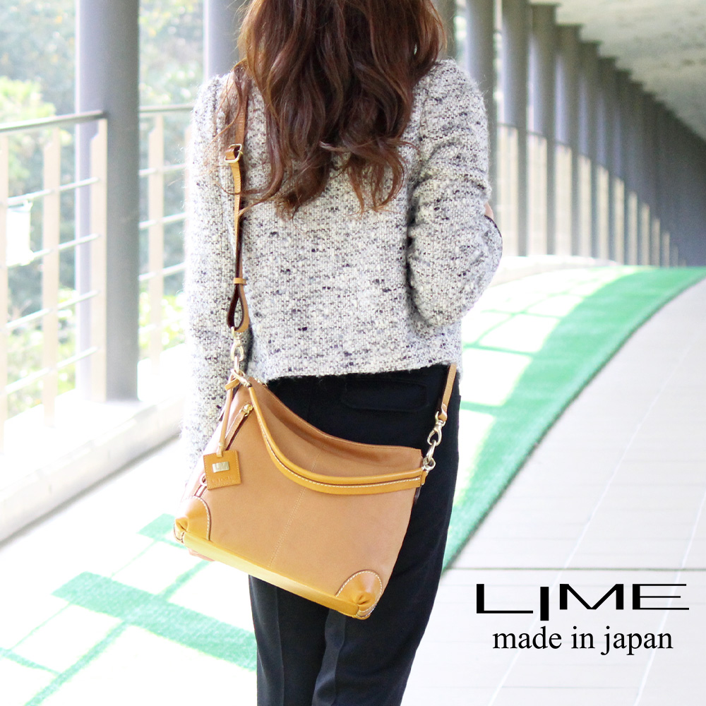 LIME made in japan ショルダーバッグ レディース 本革 2way 斜め掛け