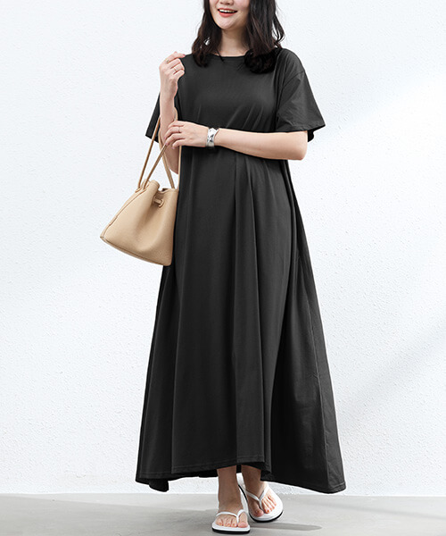 You Color ロングワンピース 春 夏 半袖 ノースリーブ 長袖 3タイプ