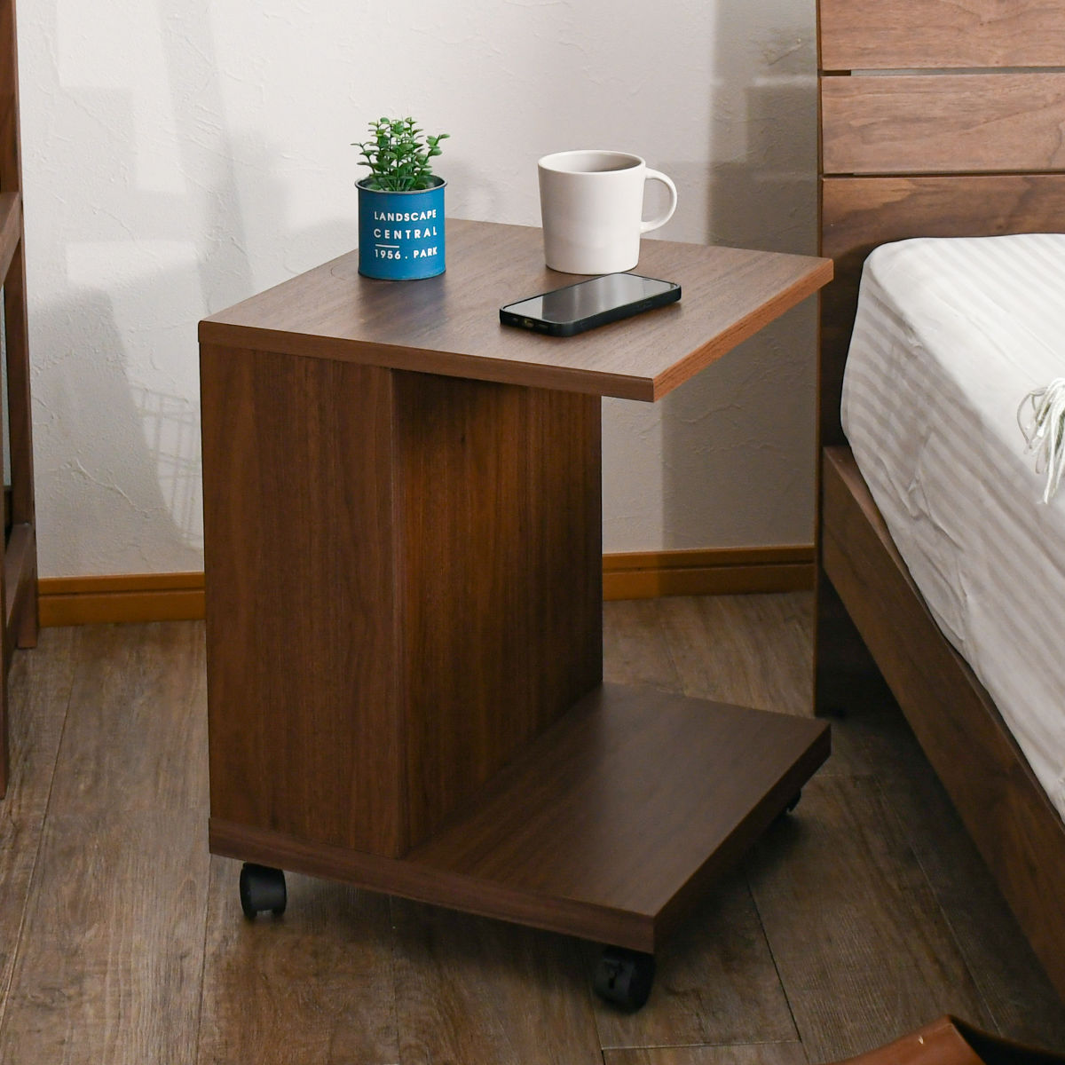 サイドテーブル キャスター 収納 木製 ソファ下差し込み可能