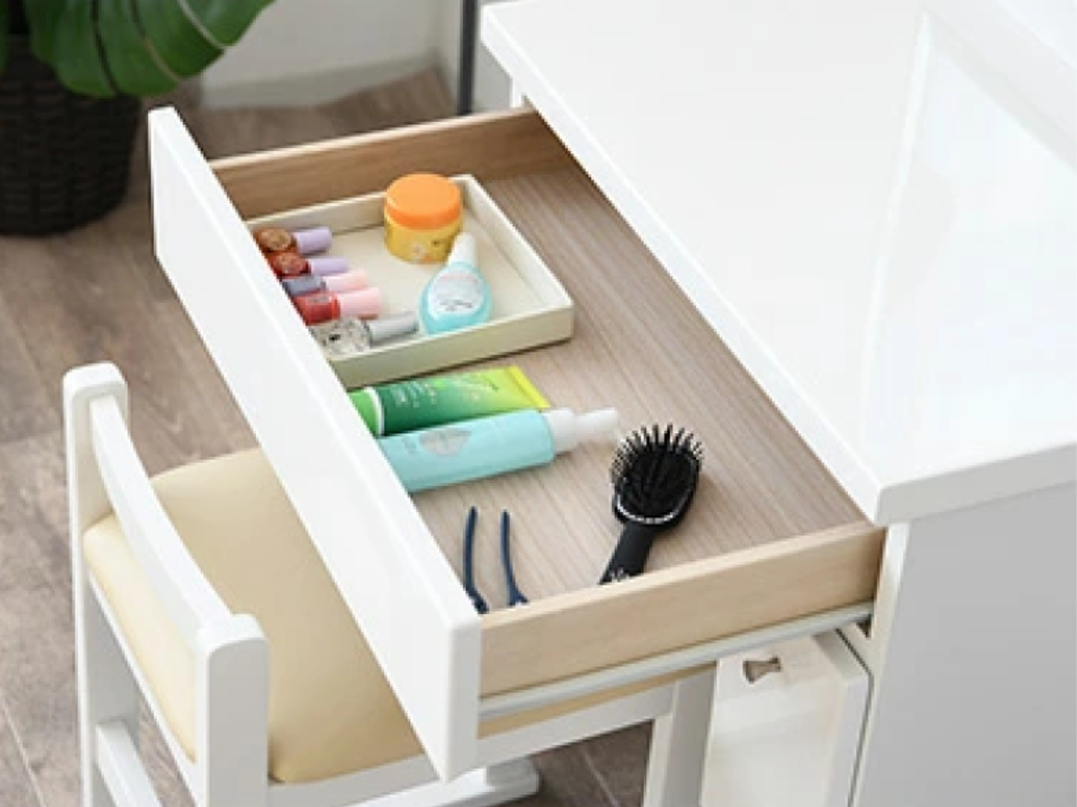 ドレッサー 鏡台 一面鏡 幅58.5cm プリマ （ 奥行41cm スツール付き