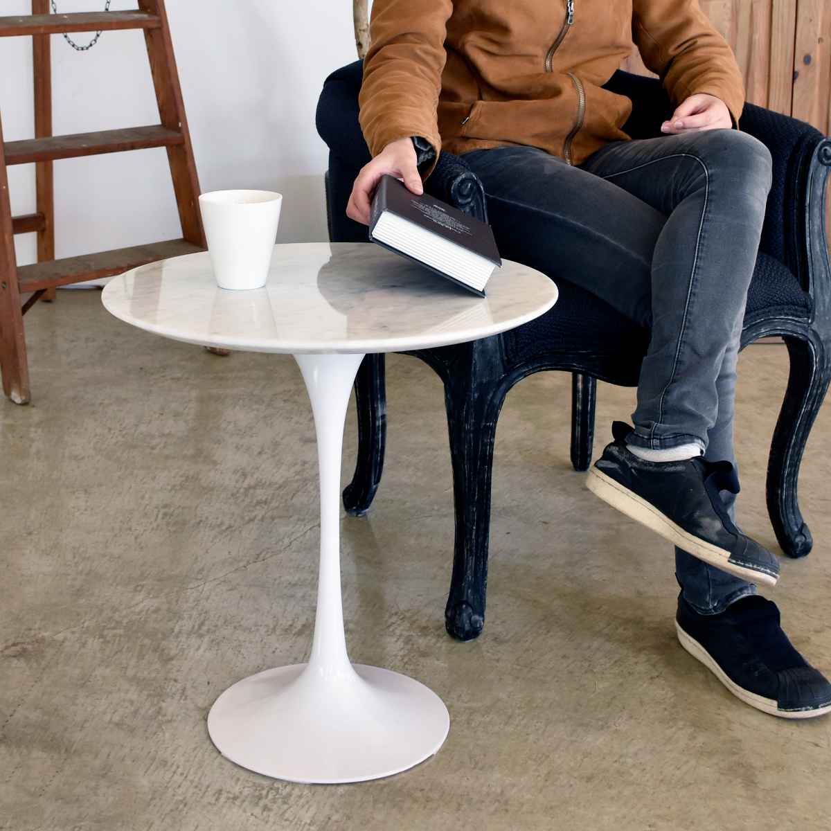 GART（ガルト） サイドテーブル 円型 天然大理石天板 直径50cm