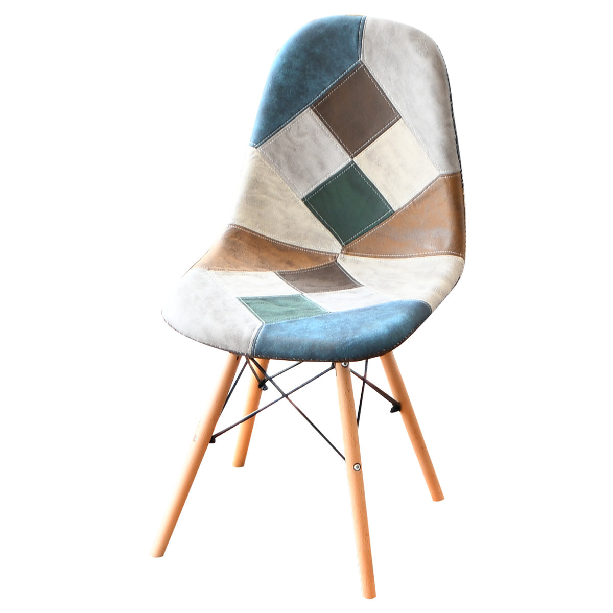 ダイニングチェア 疲れにくい 背もたれ 組立簡単 パッチワーク柄 座面