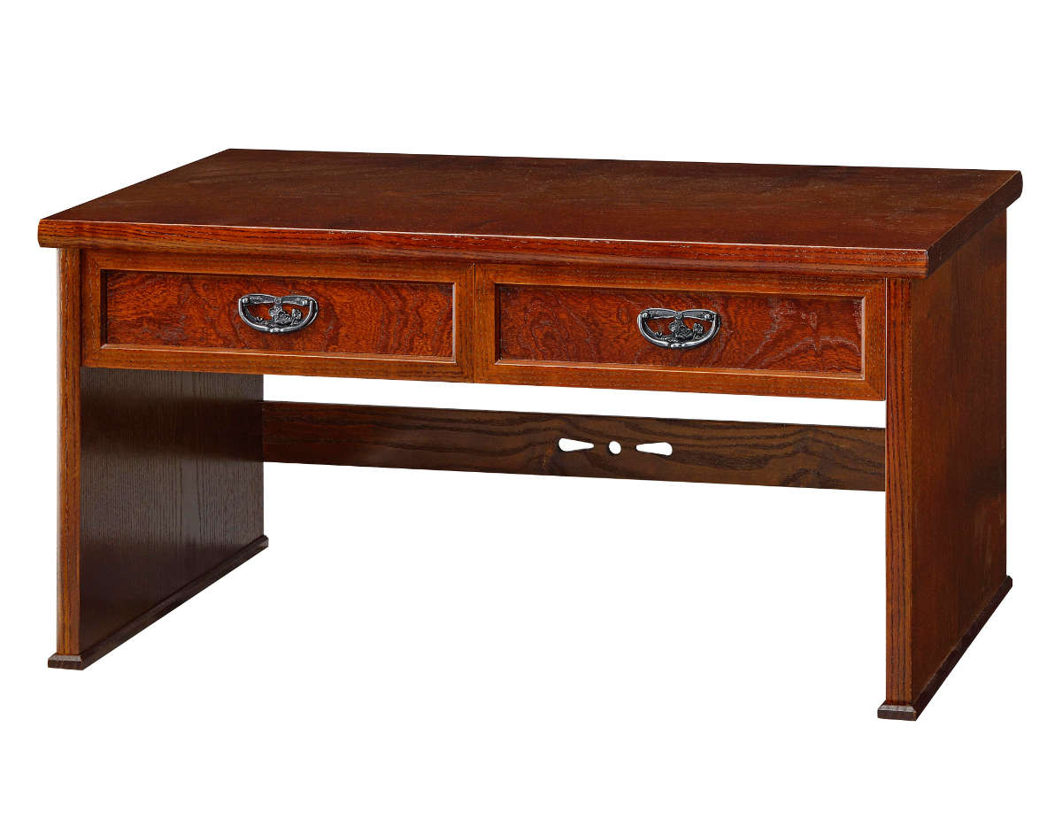 ケンホープ 文机 引出し付 けやき調 秋草 幅75cm （ 机 つくえ 畳机