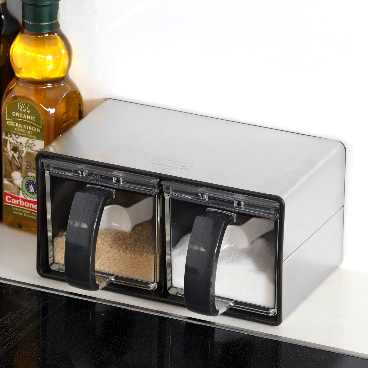 アスベル（ASVEL） 調味料ストッカー 2個組 ステンレス製ラック付き