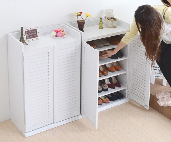 下駄箱 ルーバー 幅60cm×高さ90cm 2個組 （ シューズラック 靴 収納