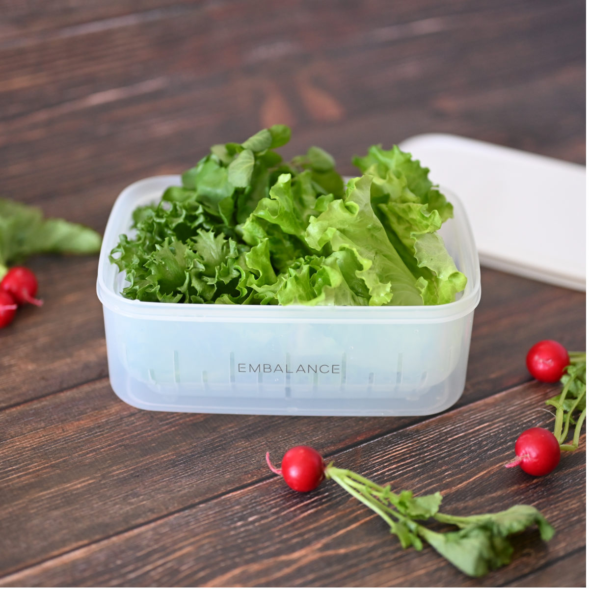 EMBALANCE 保存容器 2.1L レクタングルコンテナ 角型 ザル付き （ エン