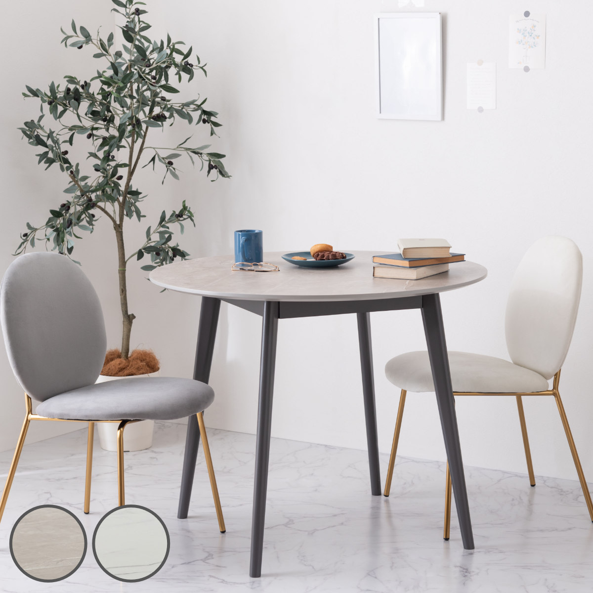 東谷 ダイニングテーブル 円型 直径90cm 高さ72cm 大理石調 ラウンド