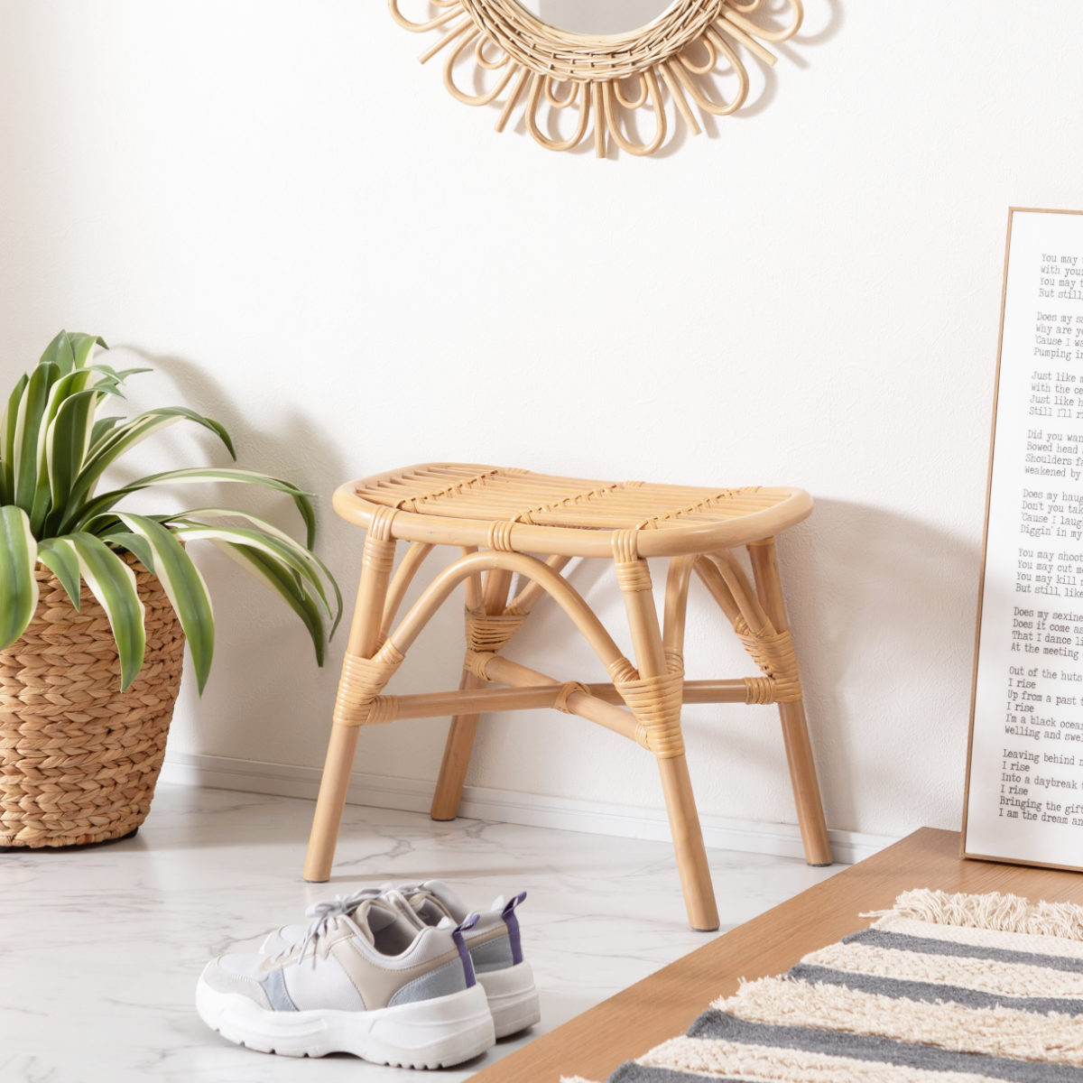 東谷 籐 スツール 座面高36cm 天然木 （ ベンチ 籐家具 ラタン イス