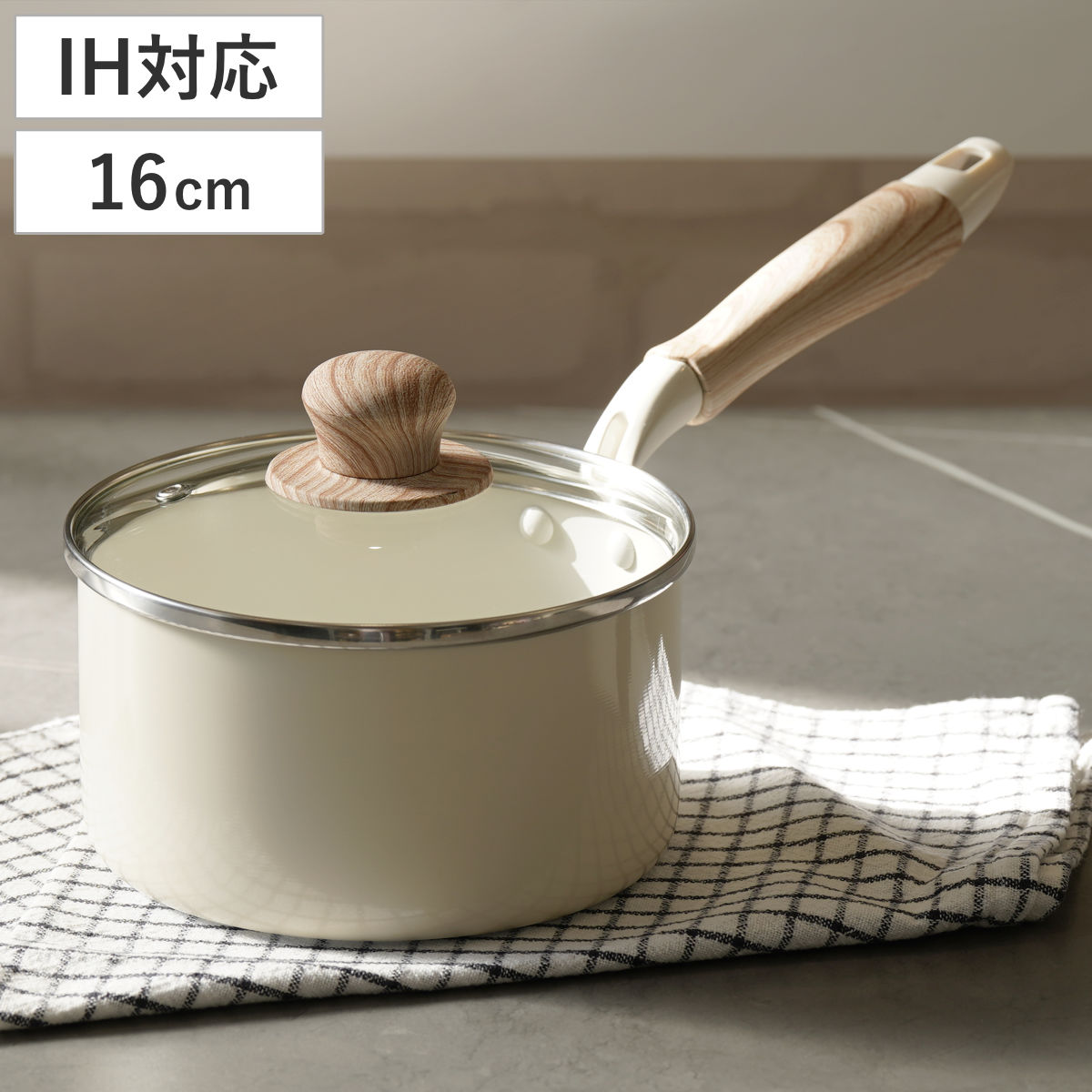 パール金属 片手鍋 18cm IH対応 ガラス蓋付き セラミール （ ガス火