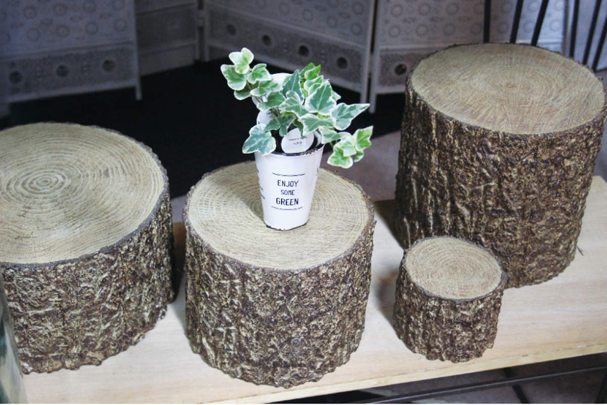 オーナメント レジン切り株オブジェ XLサイズ （ オブジェ 切り株 花台