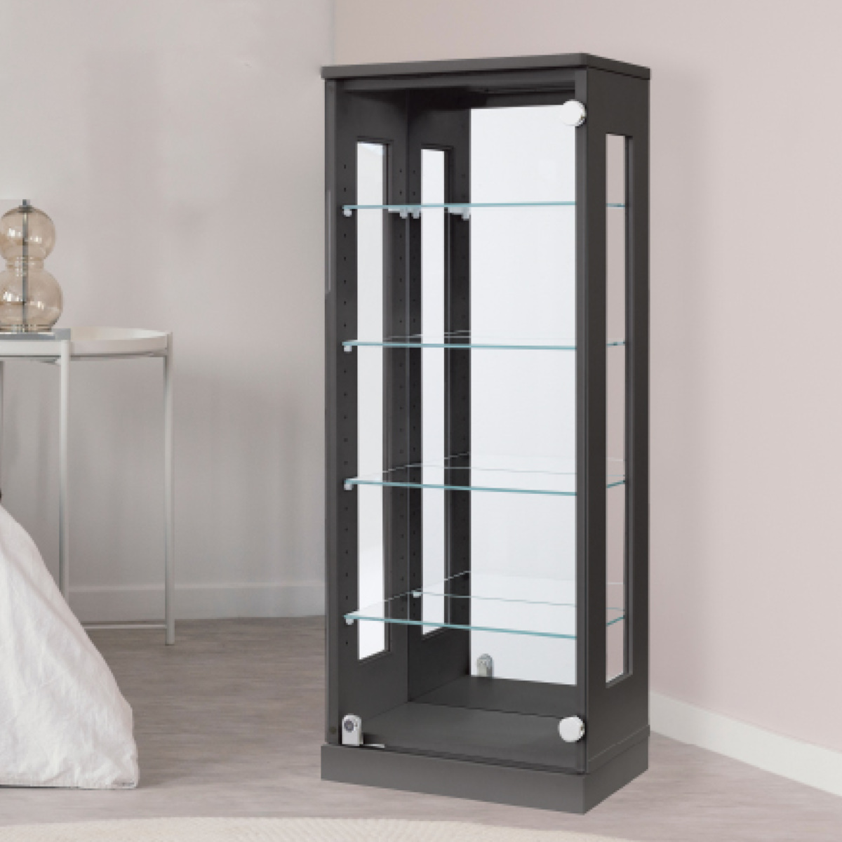 塩川光明堂 コレクションラック 鍵付 ショーケース 背面ミラー 幅40cm