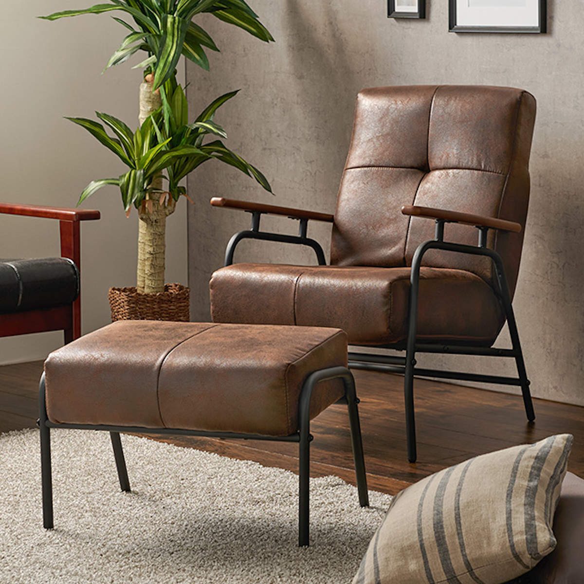 ブラウン 1人掛けソファ スワーベース ビンテージ ブラウン 1人掛け