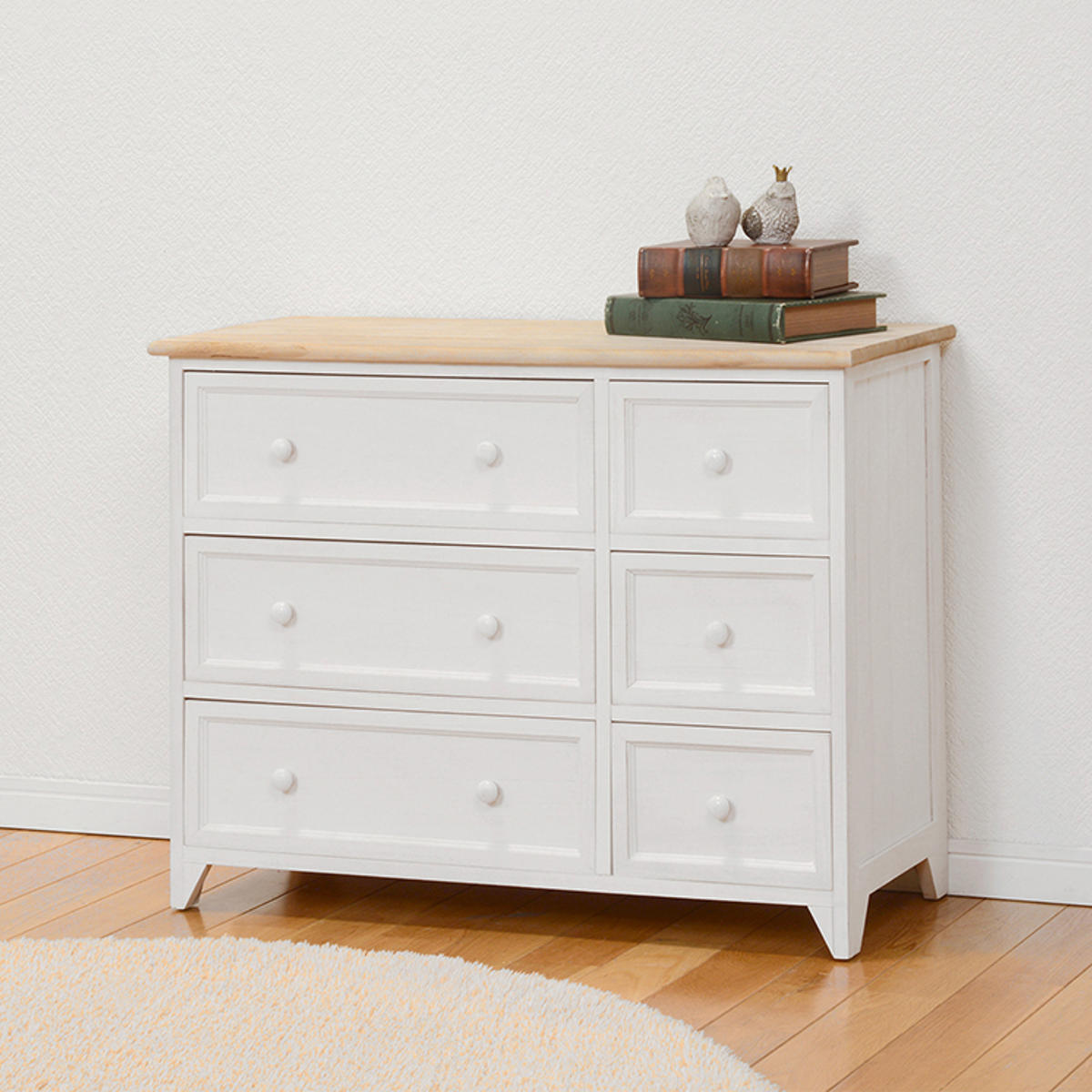 HAGiHARA（萩原） ローチェスト 幅79cm 3段 完成品 天然木 桐製