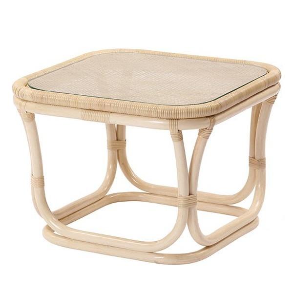 籐 ラタンテーブル ガラス天板 WAHOO 角型 （ センターテーブル ロー