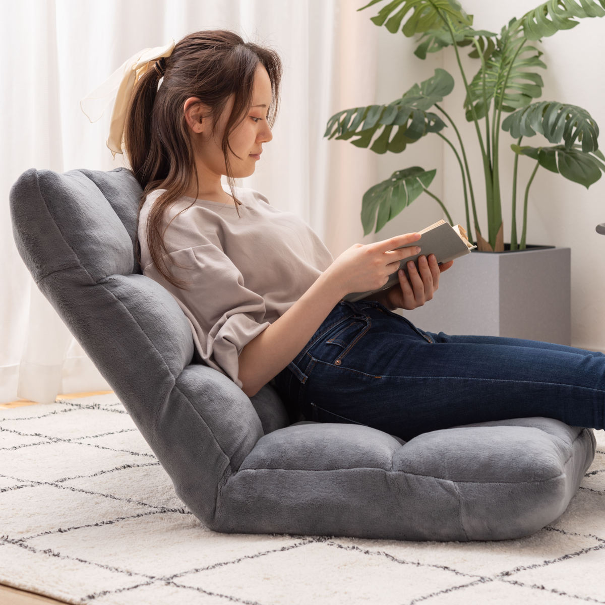 東谷 ソファ 幅84cm フロアソファ 14段階 リクライニング ファブリック