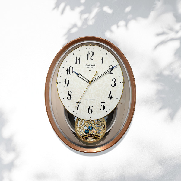 RHYTHM 振り子時計 スモールワールドエアルN 18曲収録 電波時計