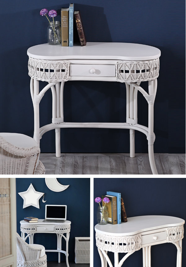 籐 デスク 引出し付 ラタン家具 姫系 fiore 幅75cm （ ラタン 机 つく