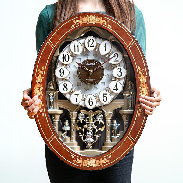 からくり時計 スモールワールドレガロ 電波時計 アナログ 壁掛け 時計