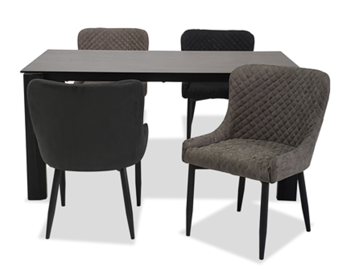 ダイニングチェア 2脚セット 座面高44cm レザー調 キルティング （ 開