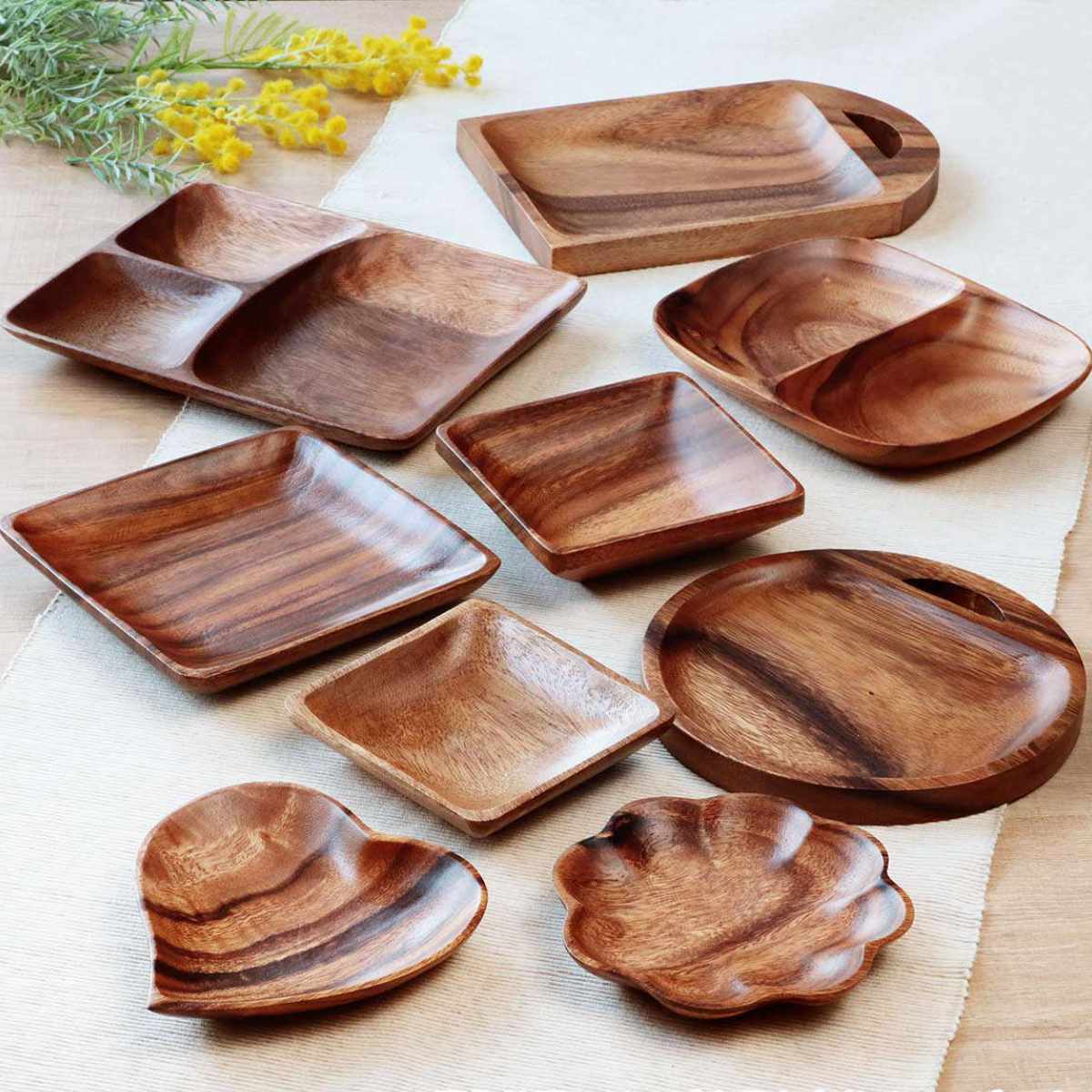 プレート 25cm ラウンド アカシア 食洗機対応 （ 木製プレート ウッド