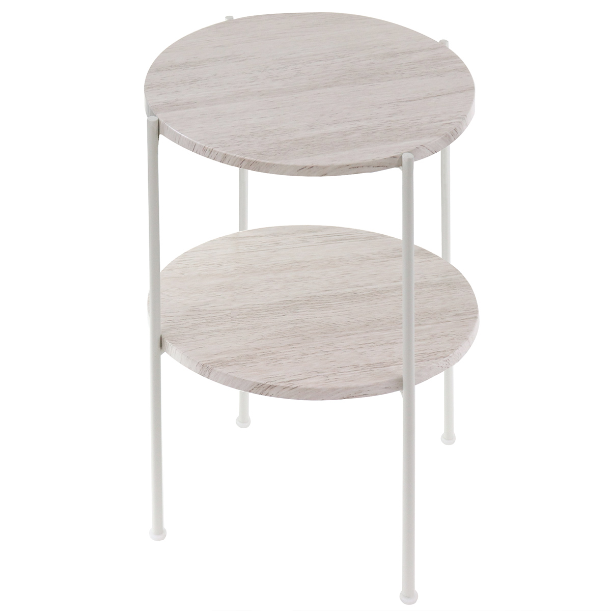 アウトレット） サイドテーブル 高さ52cm 2段 ラック （ 丸 テーブル