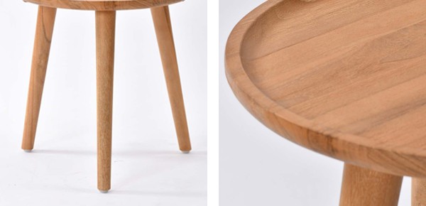 サイドテーブル 円形 チーク 天然木 アジアンテイスト 直径45cm