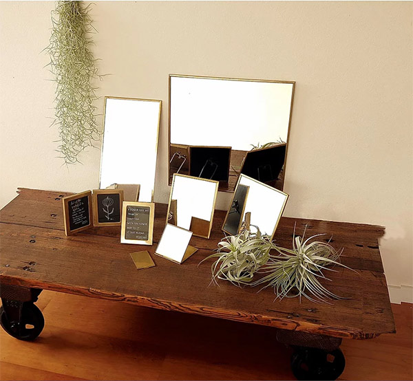 ミラー ウォールミラー 高さ40cm 壁掛け 鏡 かがみ アンティーク調