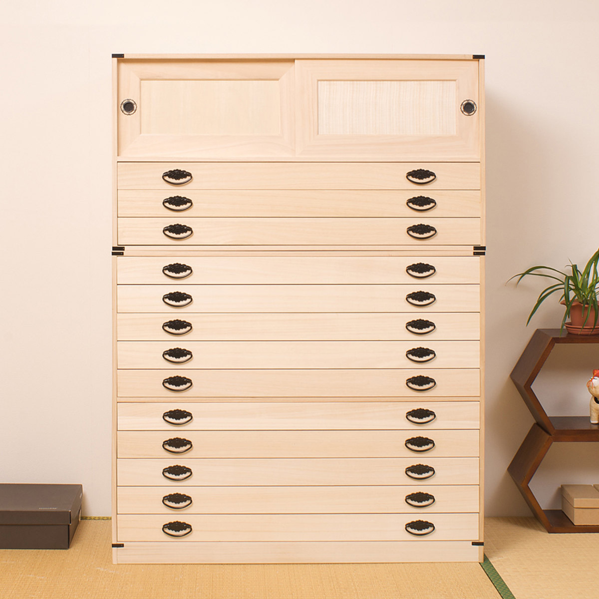 桐タンス 13段 引き戸タイプ 着物用 幅99 高さ137cm （ 桐たんす 桐